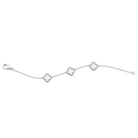Imagem do produto Pulseira 3 Cleef Madrepérola Cravejada de Zircônias em Prata 925