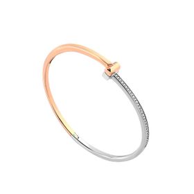 Imagem do produto Pulseira Meio a Meio Cravejado e Rosê Mix de Banhos em Prata 925