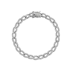 Imagem do produto Pulseira com Elos Grandes e Fecho Cravejados de Zircônia em Prata 925