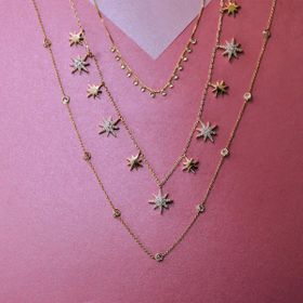 Imagem do produto Colar com Várias Caixas Inglesas com Ponto de Luz de Zircônia Pequeno Folheado a Ouro 18K