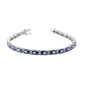 Imagem do produto Pulseira Riviera de Cristais Tanzanita Oval com Zircônias Intercaladas em Prata 925