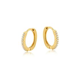 Imagem do produto Brinco Argola de Click Com Zircônias em Relevo Folheado a Ouro 18K