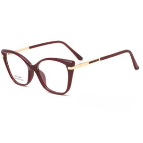 Imagem do produto Óculos Grau Cat-Eye Dark Red & Gold em Acetato