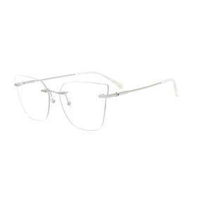 Imagem do produto Óculos Grau Cat-Eye Invisivel com Haste Silver em Metal