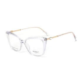 Imagem do produto Óculos Grau Cat-Eye Transparente e Haste Bege em Metal