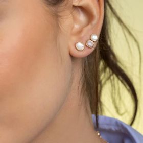 Imagem do produto Brinco Quadrado Madreperola Folheado a Ouro 18K