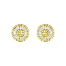 Imagem do produto Brinco Redondo Com Navetes e Cristais Zircônias Folheado a Ouro 18K