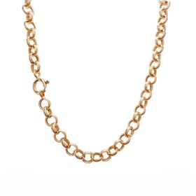 Imagem do produto Colar Elo Português Grande Liso em Prata 925 Folheado a Ouro 18K
