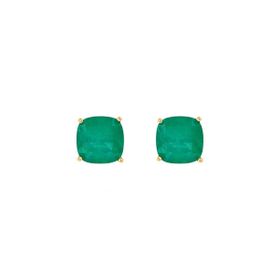 Imagem do produto Brinco Cristal Esmeralda Quadrado 4 Garras Folheado a Ouro 18K