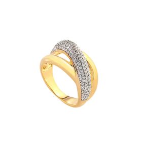Imagem do produto Anel 3 Aros Entrelaçados com Aro Cravejado de Zircônia Folheado a Ouro 18K