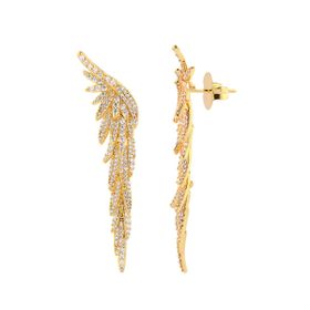 Imagem do produto Brinco Asas Pendentes Cravejado de Zircônias Folheado a Ouro 18K