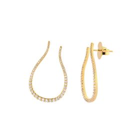 Imagem do produto Brinco Gancho Fino Cravejado Folheado a Ouro 18K