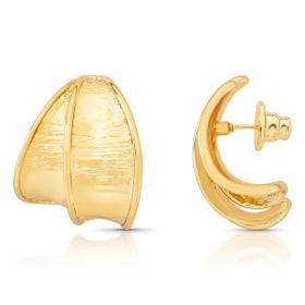 Imagem do produto Brinco Ondulado Folha Acetinada Folheado a Ouro 18K