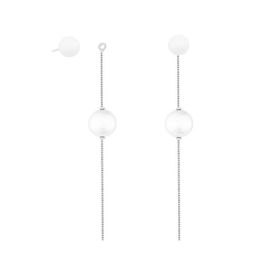 Imagem do produto Brinco Duas Pérolas Natural com Fio em Prata 925