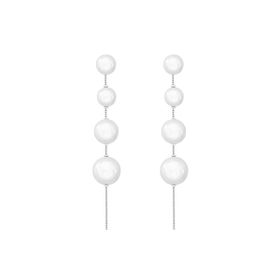 Imagem do produto Brinco Fileira de Pérolas Pendentes Natural com Fio em Prata 925