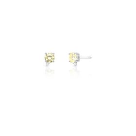 Imagem do produto Brinco Pequeno Cristal Redondo 4 Garras 7mm Amarelo Claro em Prata 925