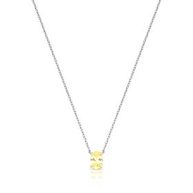 Imagem do produto Colar Cristal Oval 4 Garras 7X5mm Amarelo Claro em Prata 925