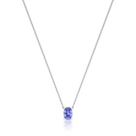 Imagem do produto Colar Cristal Oval 4 Garras 7X5mm Roxo Claro em Prata 925