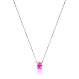 Imagem do produto Colar Cristal Oval 4 Garras 7X5mm Roxo Claro em Prata 925