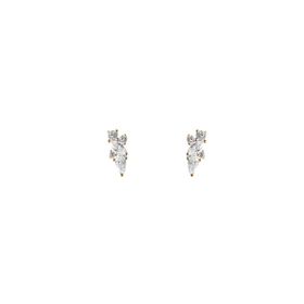 Imagem do produto Brinco Pequeno Navetes com Pontos de Luz em Prata 925 Folheado a Ouro 18K