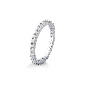 Imagem do produto Anel Moissanite 3mm Meia Aliança Cravejado com Pedras no Aro em Prata 925