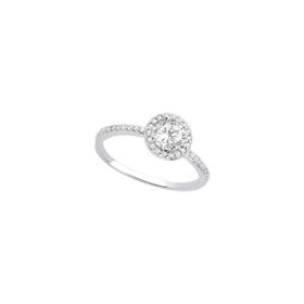 Imagem do produto Anel Moissanite Redondo com Cravação Meio Aro em Prata 925