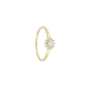 Imagem do produto Anel Cristal Redondo com Zircônias na Volta Folheado a Ouro 18K