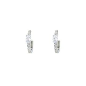Imagem do produto Brinco Meia Argola Cravejada com Zircônia Oval em Prata 925