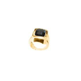 Imagem do produto Anel Aro Liso com Cristal Quadrado Fumê Folheado a Ouro 18K