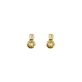 Imagem do produto Brinco Base Cristal Quadrada e Citrino Oval Folheado a Ouro 18K