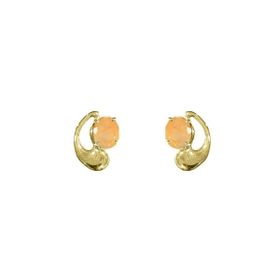 Imagem do produto Brinco Rutilo Oval com Base Lisa Folheado a Ouro 18K