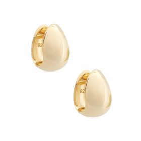 Imagem do produto Brinco Liso Abaluado em Prata 925 Folheado a Ouro 18K