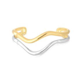 Imagem do produto Pulseira Bracelete Curvy Duo Matte Orgânico com Design Ondulado MIX Folheado a Ouro 18K