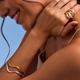 Imagem do produto Pulseira Bracelete Curvy Duo Matte Orgânico com Design Ondulado MIX Folheado a Ouro 18K