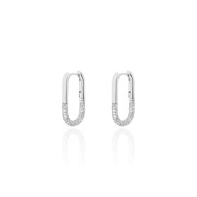 Imagem do produto Brinco Oval Fechado Click com Meia Cravação de Zircônia na Base em Prata 925