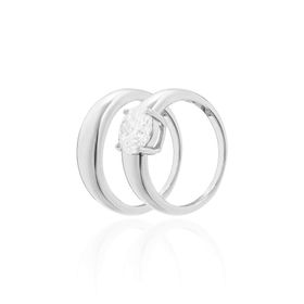 Imagem do produto Anel Duplo Moissanite 8mm Aro Liso Abaluado em Prata 925