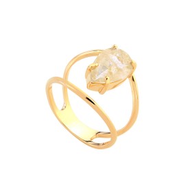 Imagem do produto Anel Dois Aros Lisos com Gota no Meio e 4 Garras Folheado a Ouro 18K