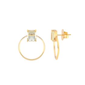 Imagem do produto Brinco Aro Liso com Cristal Citrino Quadrado Folheado a Ouro 18K