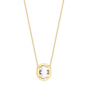 Imagem do produto Colar Cristal Oval Zircônia com Volta Lisa Folheado a Ouro 18K