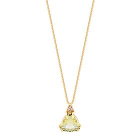 Imagem do produto Colar Cristal Triângular Verde com 3 Pontos de Luz na Base Folheado a Ouro 18K