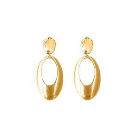 Imagem do produto Brinco Base Lisa com Oval Fosco Pendente Folheado a Ouro 18K