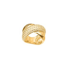 Imagem do produto Anel Aro em X Liso e Texturizado com Bolinhas Folheado a Ouro 18K