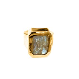 Imagem do produto Anel Quadrado com Cristal Rutilo Folheado a Ouro 18K