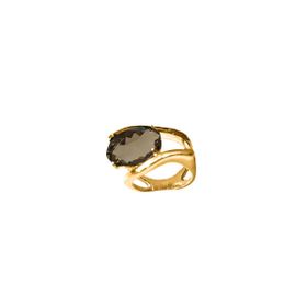 Imagem do produto Anel Aro Redemoinho Cristal Fumê Oval Folheado a Ouro 18K