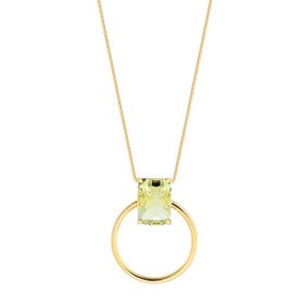 Imagem do produto Colar Argola Lisa com Cristal Verde Quadrado Folheado a Ouro 18K