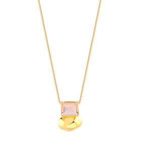 Imagem do produto Colar Cristal Magenta Quadrado Pendente com Placa Lisa Oval Folheado a Ouro 18K