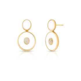 Imagem do produto Brinco Duplo Orgânico Placa Grande Madrepérola com Pavê de Zircônias Folheado a Ouro 18K