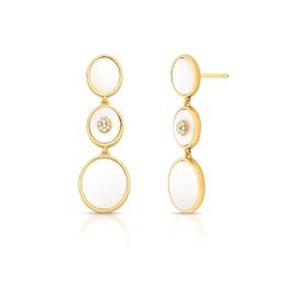Imagem do produto Brinco Triplo Orgânico Placa Grande Madrepérola com Pavê de Zircônias Folheado a Ouro 18K