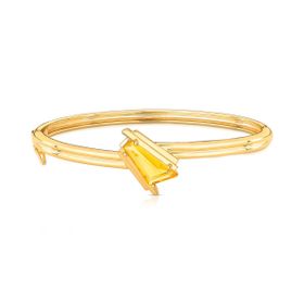 Imagem do produto Pulseira Duplo Aro Rígido com Cristal Amarelo Facetado Folheado a Ouro 18K