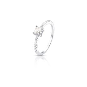 Imagem do produto Anel Moissanite 4mm Quadrado com Cravação no Aro de Zircônia em Prata 925